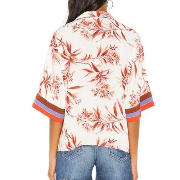 Joie Bayley Floral Button Up Blouse Color Porcelain Sz XSmall Resort Wear Flowy - Picture 5 of 14